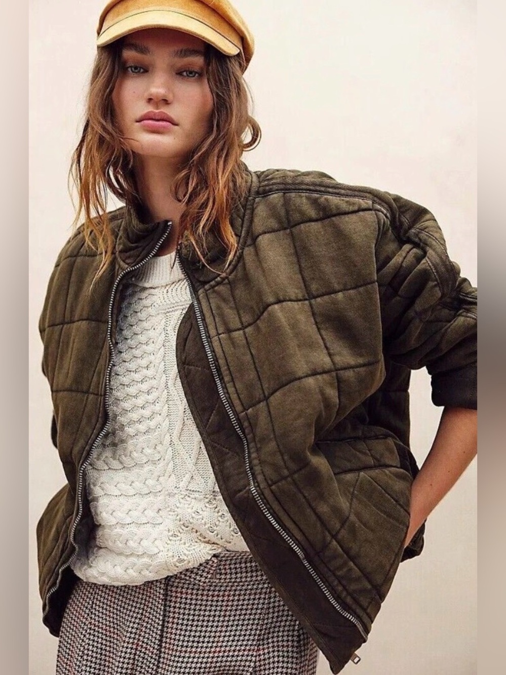 Women’s Free People Green Dolman Jacket Size Medium Oversized Zip Up Coat EUC